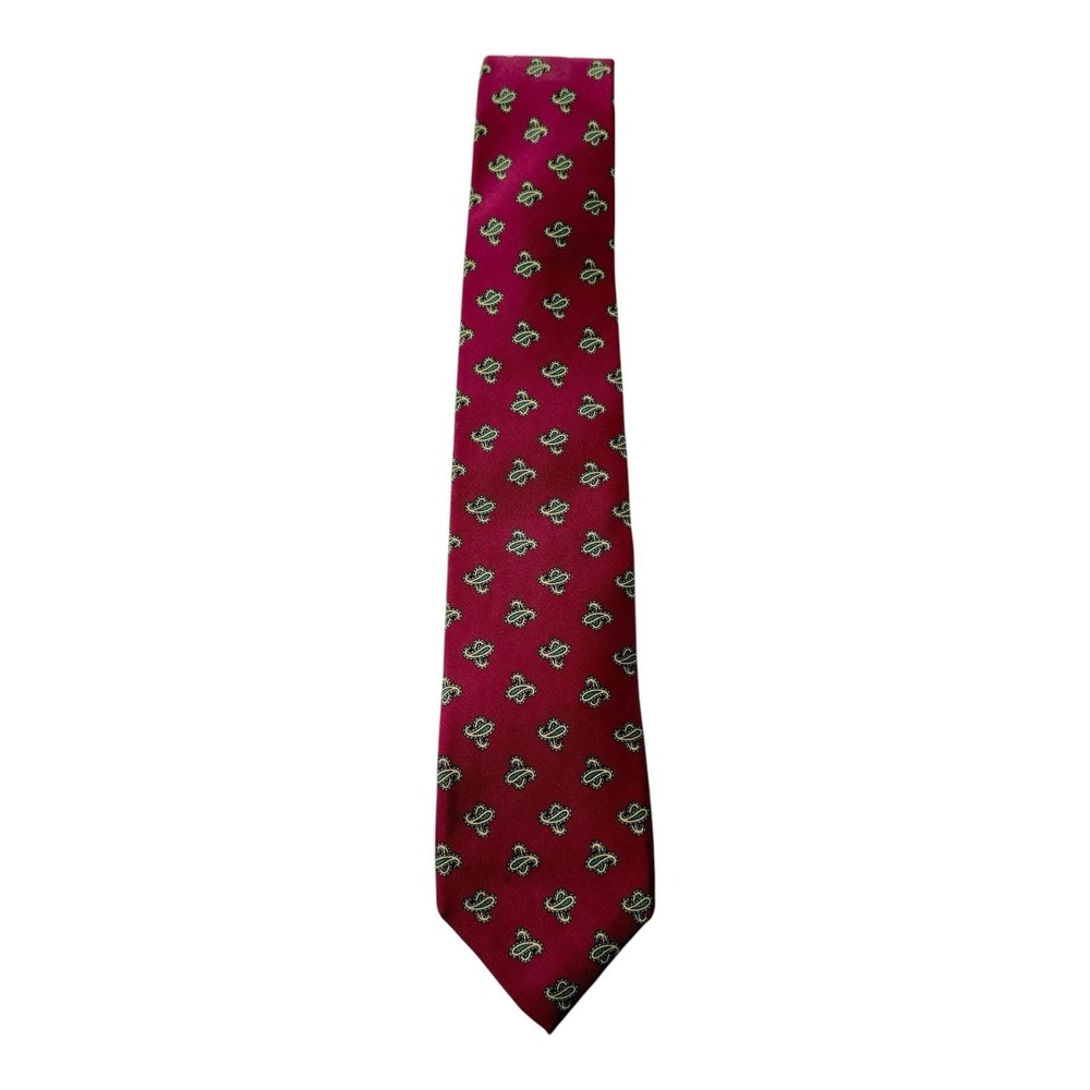 Ferrell Reed Maison Blanche Silk Necktie Burgundy Paisley England Handmade Tie
